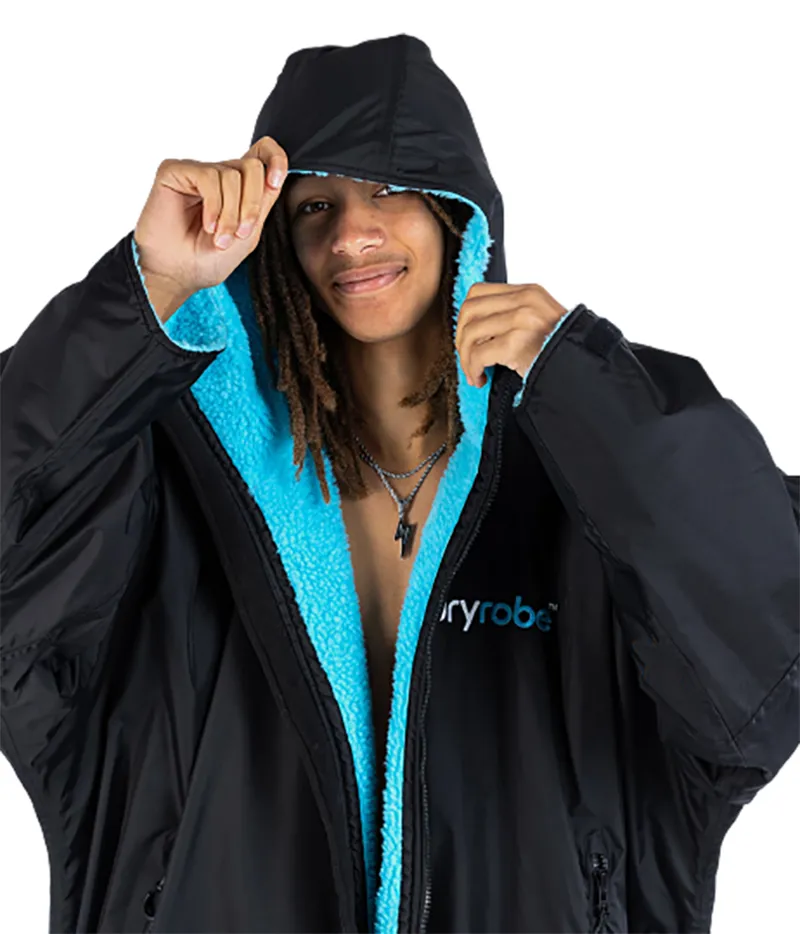 Dryrobe Adult Advance Long Sleeve Change Robe V3 Large Black/Blue-6